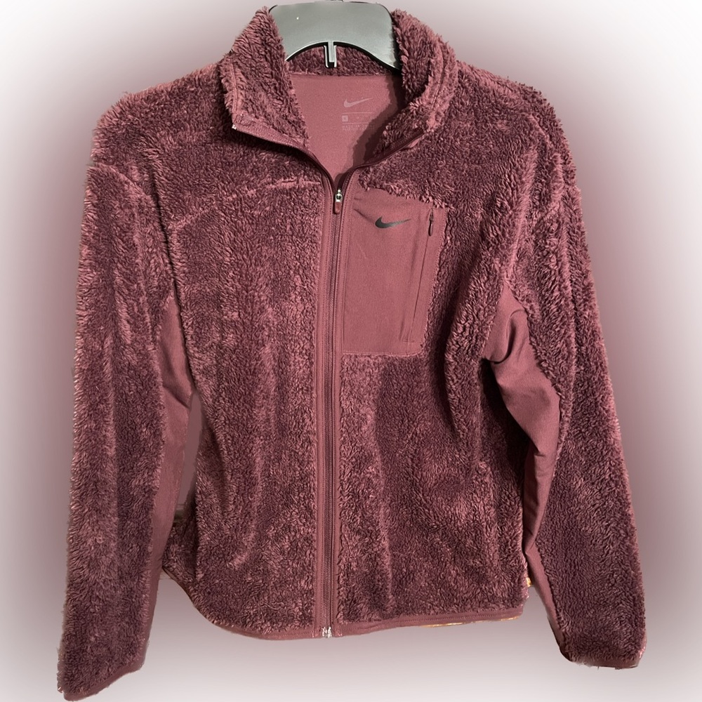 NIKE WOMENS FLEECE ZIPPERED JACKET. SMALL. Maroon.